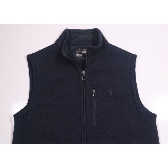 Polo Ralph Lauren Men's Navy Blue Knit Zip Front Jacket Vest Performance Medium - Picture 2 of 7